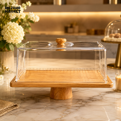 RECTANGLE CAKE STAND WITH ACRYLIC DOME