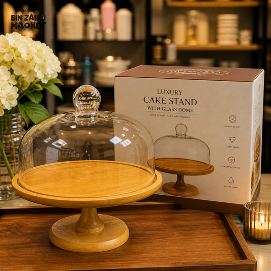 REVOLVING CAKE DISH STAND WITH GLASS DOME