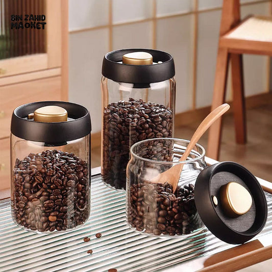 VACUUM GLASS STORAGE JAR – AIRTIGHT COFFEE & FOOD CONTAINER