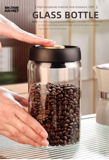 VACUUM GLASS STORAGE JAR – AIRTIGHT COFFEE & FOOD CONTAINER