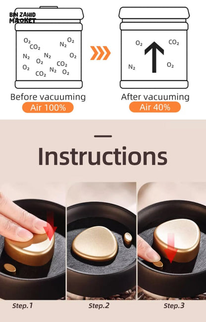 VACUUM GLASS STORAGE JAR – AIRTIGHT COFFEE & FOOD CONTAINER