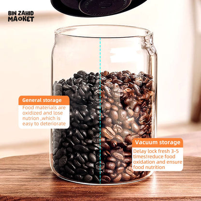 VACUUM GLASS STORAGE JAR – AIRTIGHT COFFEE & FOOD CONTAINER